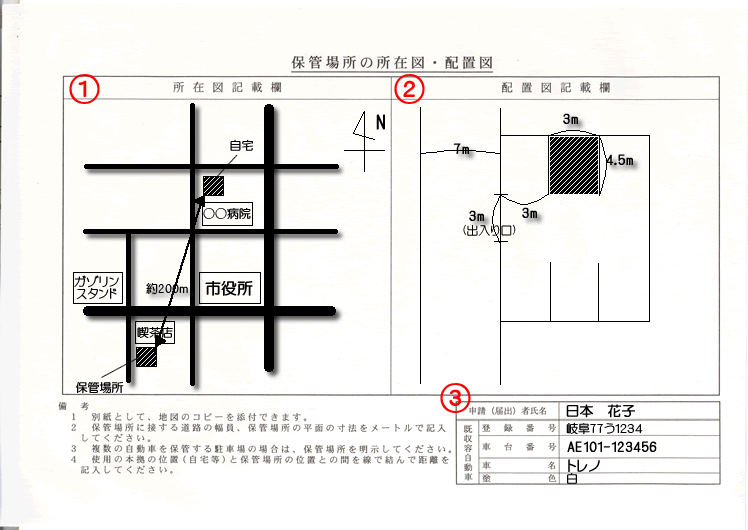 所在地・配置図（車庫証明）